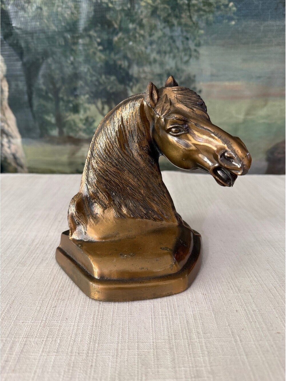 Brass Horse Head Bust and Bookend Figurine